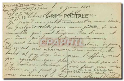 Paris — O Hotel de Ville — L'Abeille Achérie — Verso