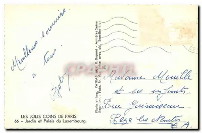 Jardín del Luxembourg — Palacio del Luxembourg — Foto e Imp. PATRAS — Reverso