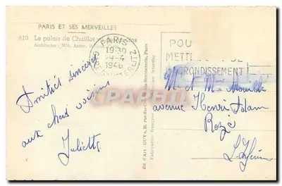 Il palazzo di Chaillot — Parigi — Editore Guy, n°410 — Verso