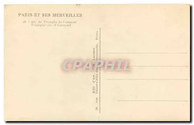 Arc de Triomphe du Carrousel — Paryż — Éd. d'Art, Paryż — Rewers