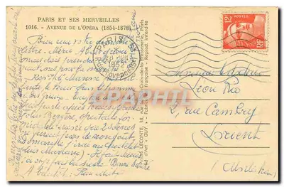 Avenida da Ópera — Paris — editor Guy, n°1016 — Verso