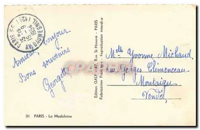 O Panteão em Paris — vista da fachada clássica — Edição GALF — Verso
