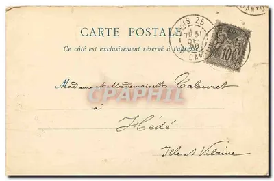 Stara pocztówka Paris — kościoł Notre Dame Karta 1898 — Rewers