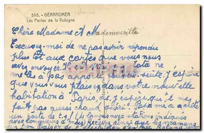 Gérardmer - As Pérolas da Vologne — Edição de Arte Verneuzy, n°505 — Verso