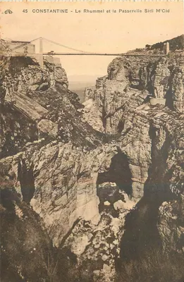 Constantine - A vista do canyon do Rhummel e da ponte suspensa Sidi M'Cid