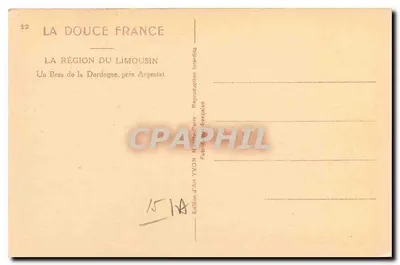 Um braço da Dordogne, perto de Argentat — A região do Limousin — Edição de Arte YVON, Paris — Verso