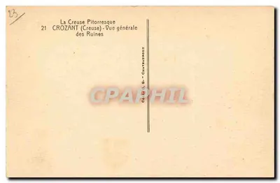 Crozant (Creuse) — Ogólny widok Ruin — Zamek Châteaureoux — Rewers