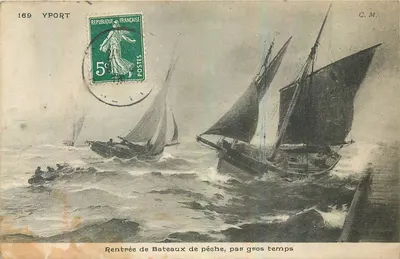 Yport — Entrada de barcos de pesca, em tempo de tempestade — C.M. n°169