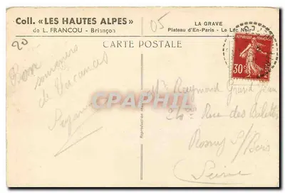 Jezioro Czarne — Plateau d'En-Paris — wydawca L. Francou, seria 05 — Rewers