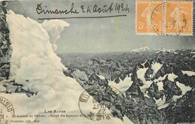 As Alpes — No cume do Pelvoux — Massif dos Agneaux e o Mont-Blanc — V. Fournier, editor, Gap