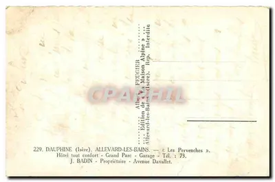 Allevard-les-Bains — Hotel « La Maison Alpine » — Edição J. Badin — Verso