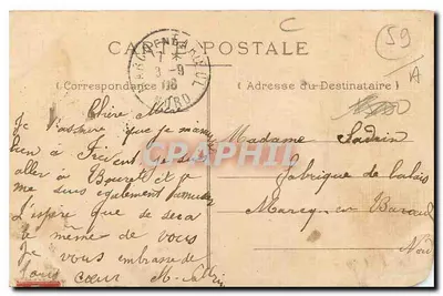 Bilhete postal antigo Frevent La Canche ao Moulin de Rollepot — Verso