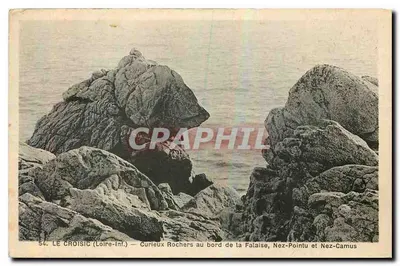 Le Croisic (Loire-Inf.) — Rochas Curiosas na Beira da Falésia, Nez-Pointu e Nez-Camus — E. Chapeau, editor, Nantes