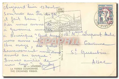A Virgem Coroada — Lourdes — Editor P. Chambon em Lourdes, n°50 — Verso