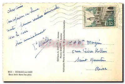 Sob a floresta de pinheiros — Edições A. GILBERT — Jarnac — Verso