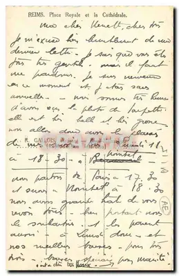 Reims - Plac Królewski i Katedra — R. Callois, Paryż — Rewers