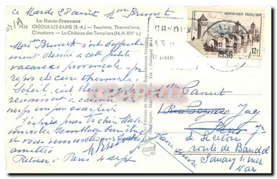 Das Schloss der Templer — Gréoux-les-Bains — Éditions Clapier, n°7433 — Rückseite