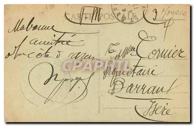 Monte-Carlo — As Terrasses e o Cap Martin — Edição Gilette, n° 837 — Verso