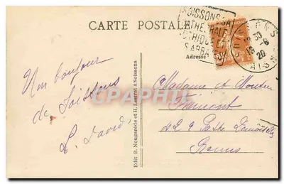 Soissons — O Hotel de Ville — Ed. B. Nougard e H. Lasarre — Verso