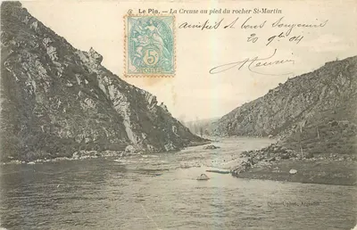 Bilhete postal antigo A Pin La Creuse ao pé do rochedo São Martinho