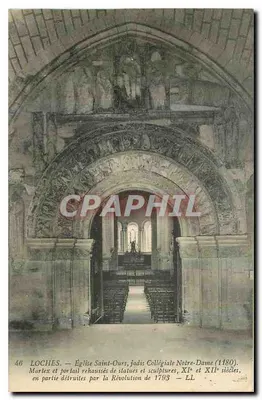 Loches — Igreja de São Urs, portal e mármore destruídos pela Revolução de 1793 — LL
