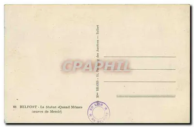 Belfort — A Estátua « Quand Même » — obra de Mercié — Verso