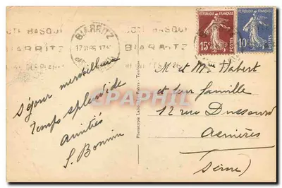 Biarritz — Widok na Esplanade i Rocher de la Vierge — Phototypie Labouche, Toulouse, n°1181 — Rewers