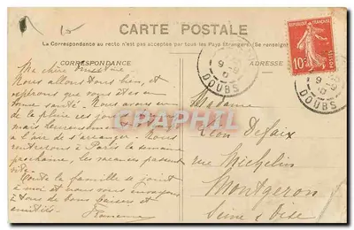 CPA Derniers Bassins du Doubs les Hotels — Verso