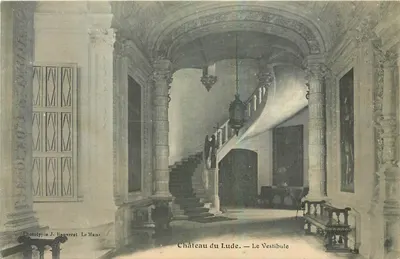 Castelo do Lude — O Vestíbulo — Fototipia J. Bouveret Le Mans