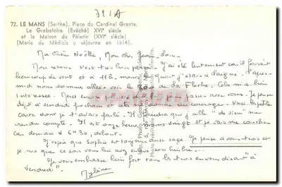 Le Mans (Sarthe), Praça do Cardeal Grente — O Grabatoire (Arquidiocese) e a Casa do Pâlerin (século XVI) — Verso