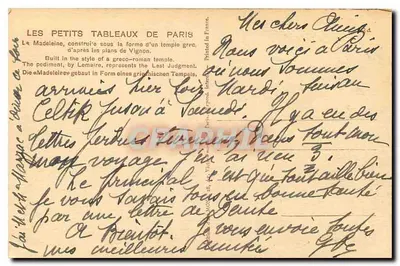 Los Pequeños Cuadros de París — La Madeleine — Mong — Reverso