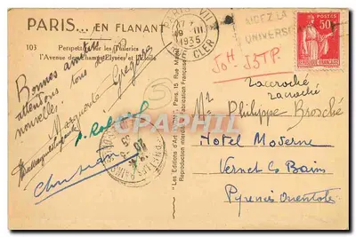 Parijs — Panoramische uitzicht op de Champs-Élysées en de Étoile — Le Éditions d'Art Wron, Parijs — Achterkant