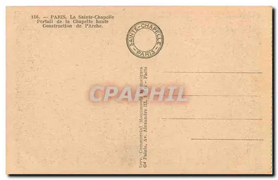 Paris — A Santa Capela — Portal da Capela Alta — Construção da Arca — Verso