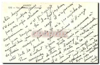 Annecy — Vista geral tirada de avião — editor MOGUY, n° 1375 — Verso
