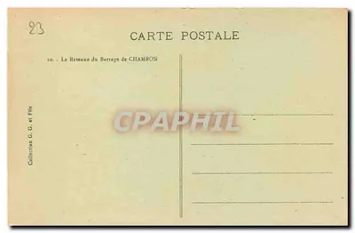 A Creuse Pittoresca — vista da retenção do barragem de Chambon — editor G. G. e Filhos, n° 10 — Verso
