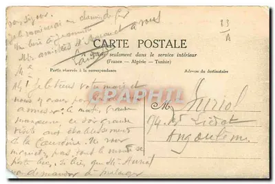 Bilhete postal antigo Camp de la Courtine Creuse — Verso