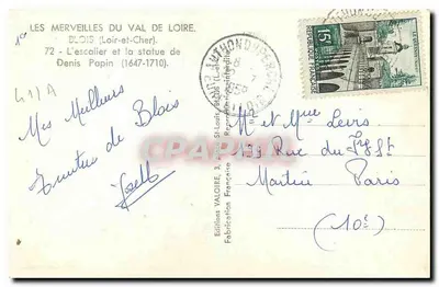 Le scale e la statua di Denis Papin — Blois (Loir-et-Cher) — Éditions Valoire — Verso