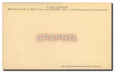 Surgères — Kościół romański — Wydawnictwo artystyczne Raymond Bergevin, La Rochelle — Rewers