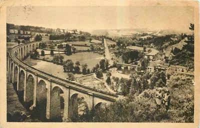 Saint-Léonard (Haute-Vienne) — Viaduto e panorama de Noblat — Editor Dhubert, número de série não visível