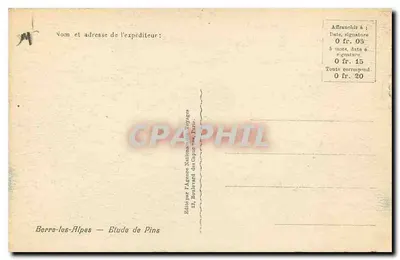 Berre-les-Alpes — Estudo de Pinheiros — Editado pela Agência Nacional de Viagens — Verso