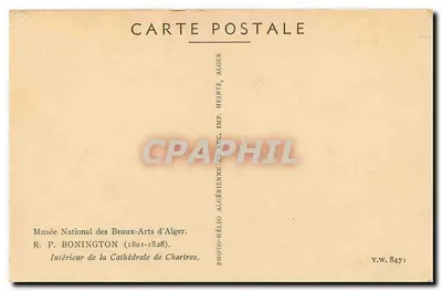 Wewnętrzne wnętrze katedry w Chartres — widok absydy i kolumn — R. P. Bonington, Algérie — Rewers