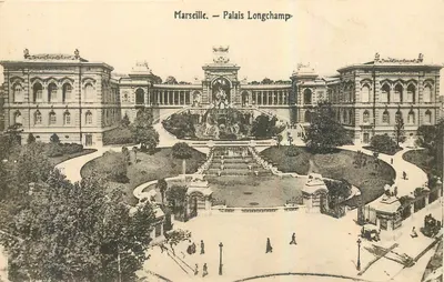 Marselha — Palácio Longchamp — vista do jardim e da fonte
