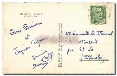 Zamek w Le Lude (Sarthe) — widok zamku z ogródkiem — Wyd. G.A.L.F. Paris — Rewers