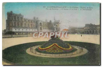 St-GERMAIN-en-LAYE — O Castelo, a Igreja, a Estação — Vista do Parterre — « O Amor e a Loucura », de Darbejeuille