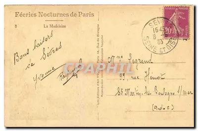 La Madeleine — Paryż — Les Éditions d'Art Yvor — Rewers
