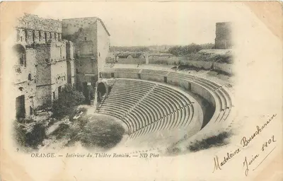 Bilhete postal antigo Vista interior do Teatro Romano