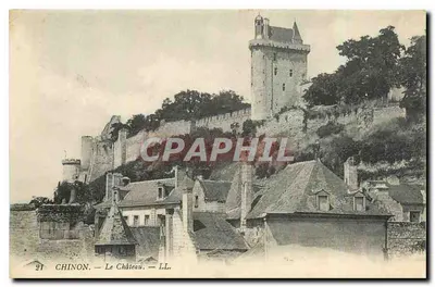Bilhete postal antigo Chinon le Château