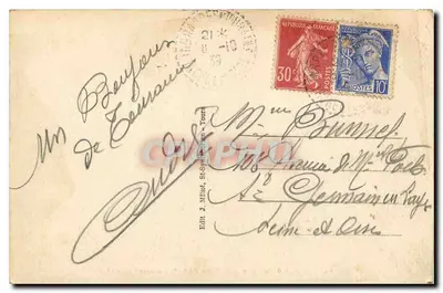 Zamek Azay-le-Rideau — Zamek Loary — Wydawca J. Millet, Tours — Rewers
