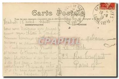 NANTES — O Castelo, a Entrada (século XV) — Coleção P. Chapeau, Nantes, 1º Millie — Verso
