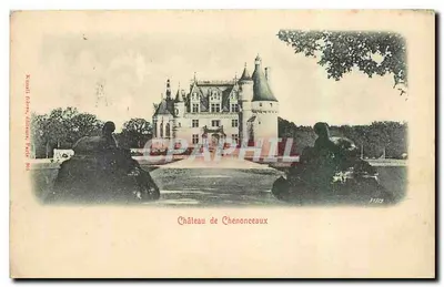 Castelo de Chenonceaux - visão do castelo com estátuas - editor Kuwali Frères, Paris, n° 801